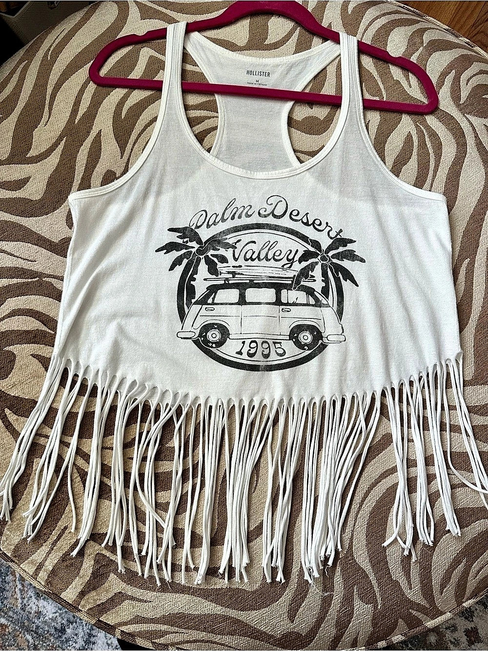 Hollister Fringe Tank Top in White Size Medium